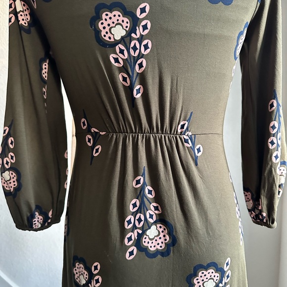 Boden Lucie Jersey Green & Pink Floral Print 3/4 Sleeve Tunic Mini Dress Sz: 6P - Picture 11 of 12
